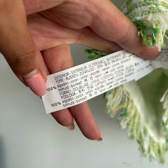 ZARA Green /White Cotton Tweed Vest Crop Top with Gold Tone Buttons Sz M NWT - Picture 11 of 11